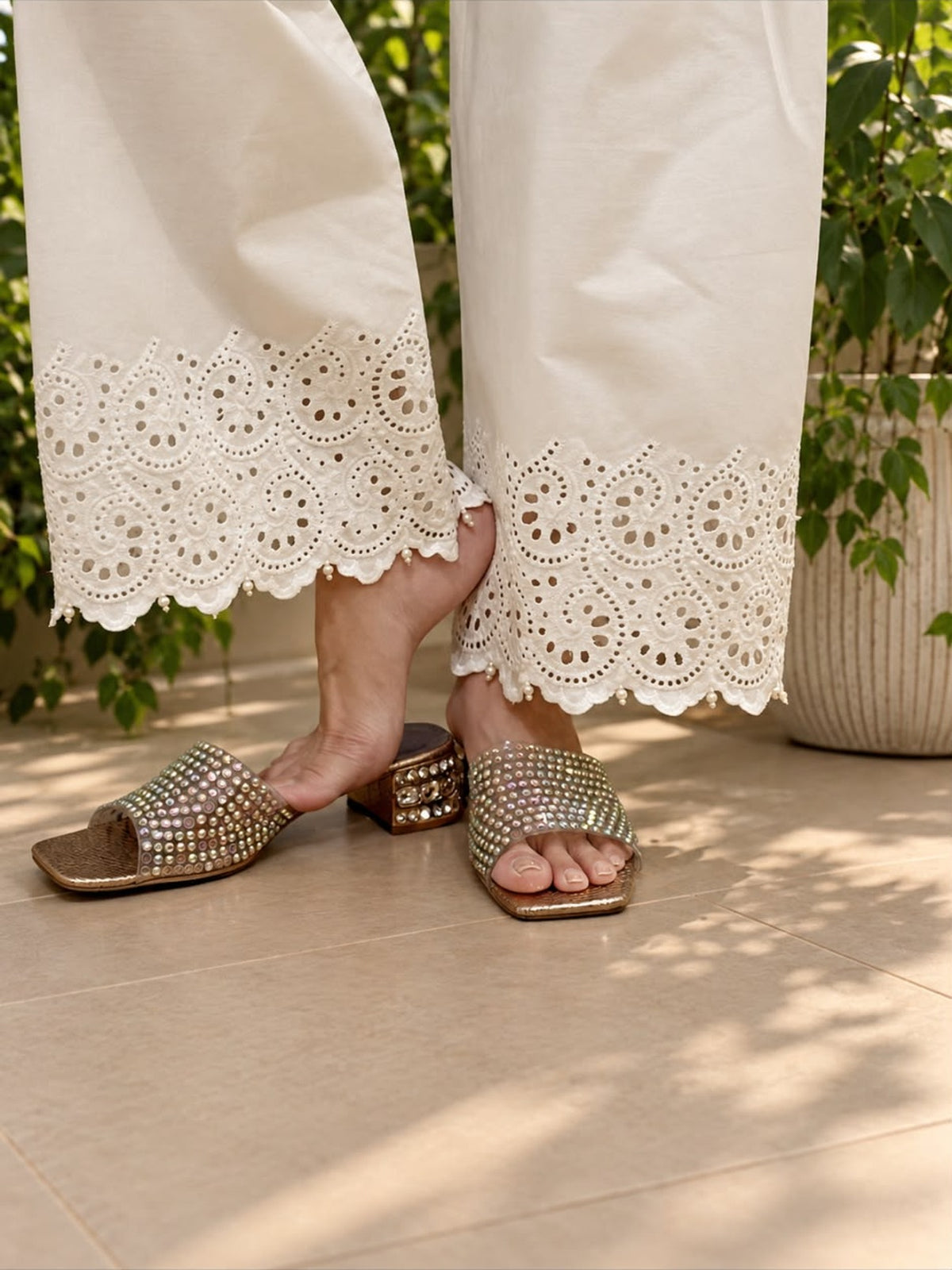 SPRINGS Cinderella off-white cotton trouser, side view